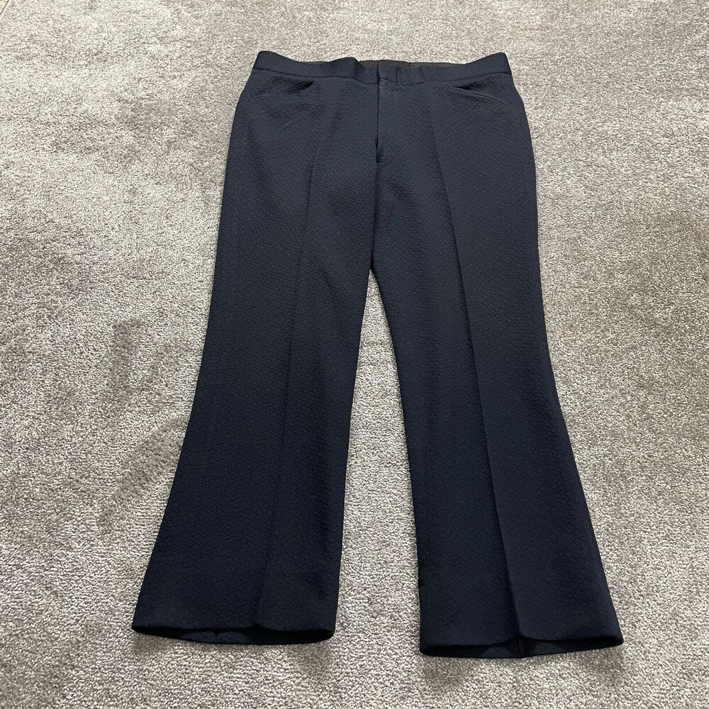 Unbranded Dress Pants Womens Solid Dark Blue Textured Mid Rise Trouser 38x30